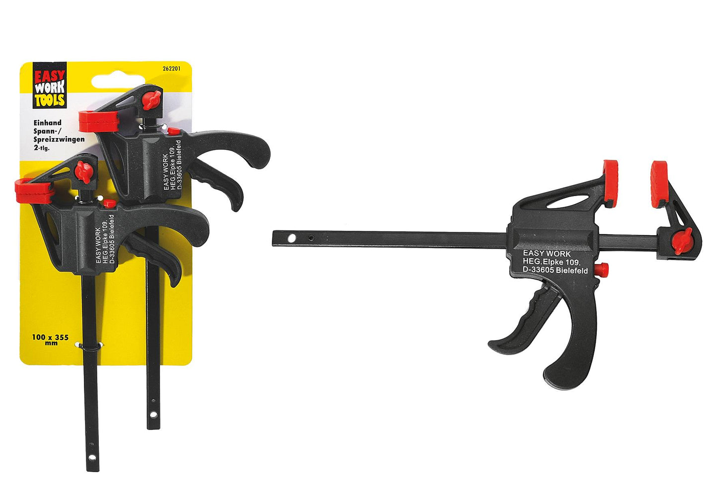 EASY WORK Einhand Spann-Spreizzwinge 2er Set - VPE: 6