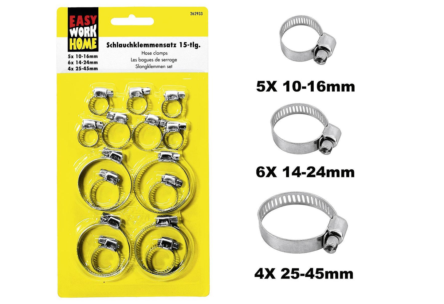 EASY WORK Schlauchklemmensatz 15-teilig - VPE: 15