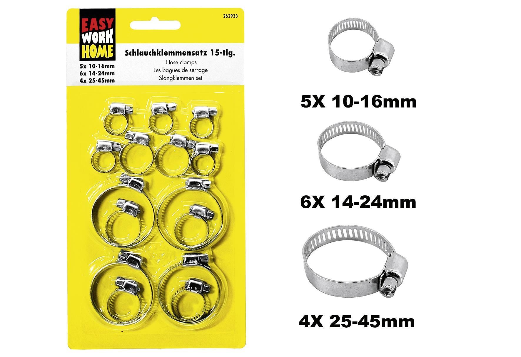 EASY WORK Schlauchklemmensatz 15-teilig - VPE: 15