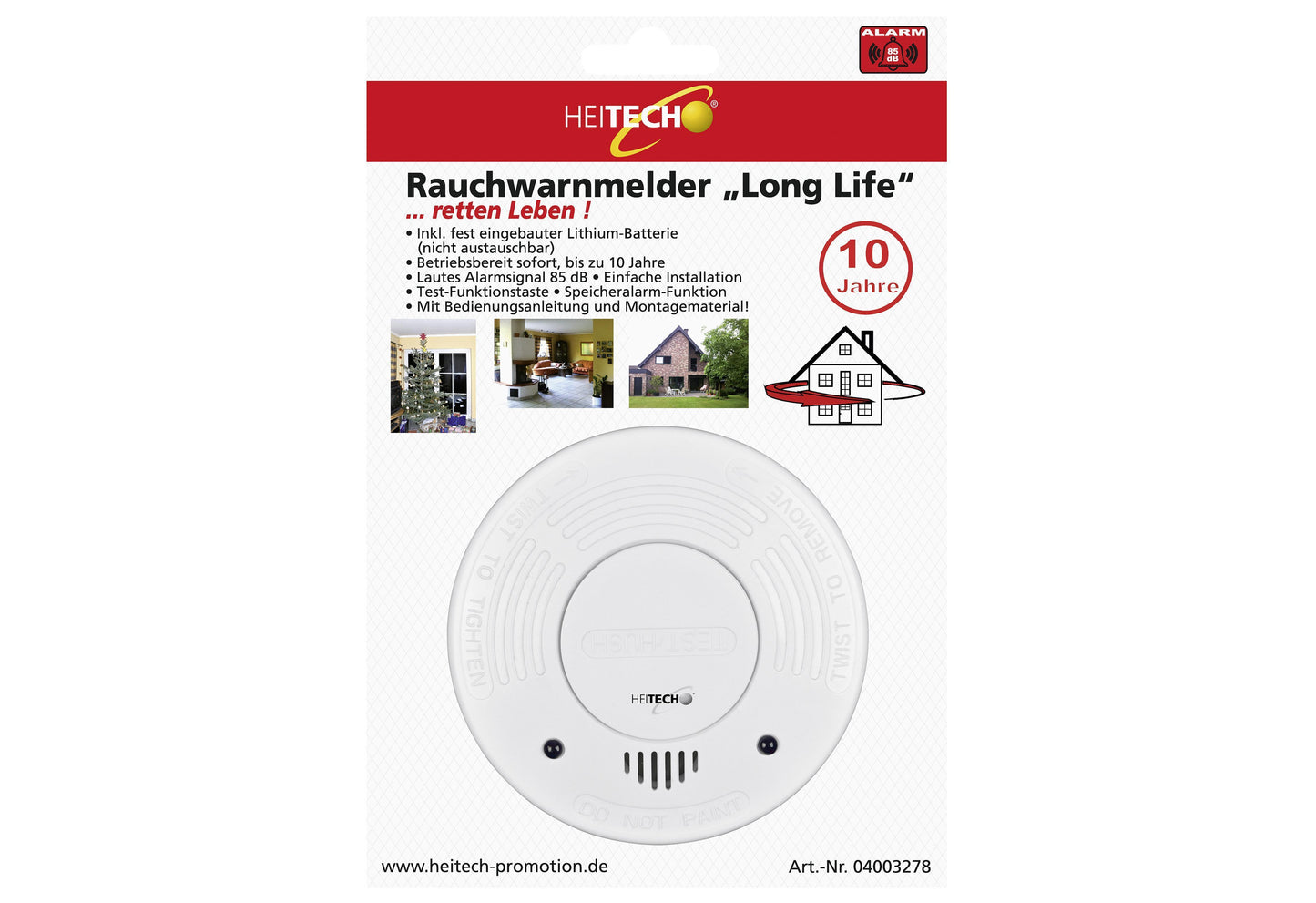 HEITECH Rauchmelder Long life inkl Lithium Batterie 85dB