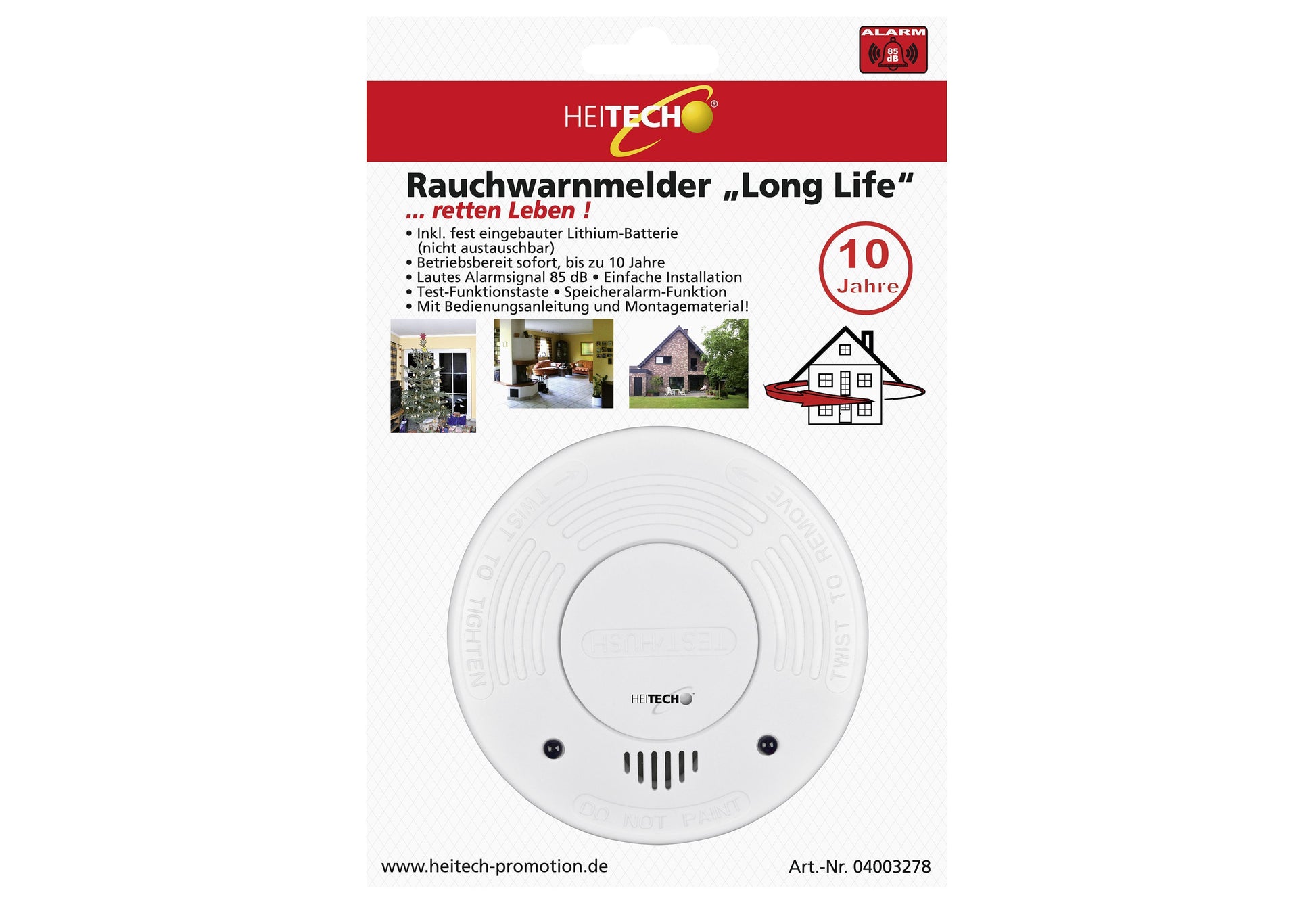 HEITECH Rauchmelder Long life inkl Lithium Batterie 85dB