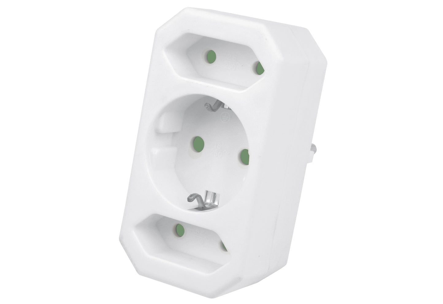 HEITECH Steckdosenadapter 3fach 1Schu/2Euro - VPE: 10