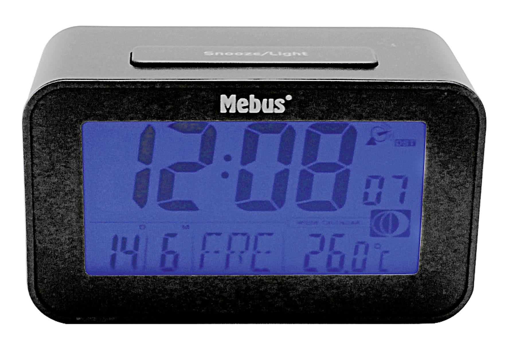 MEBUS Funkwecker digital ohne 2x AAA Batterien 71x12x48cm anthrazit