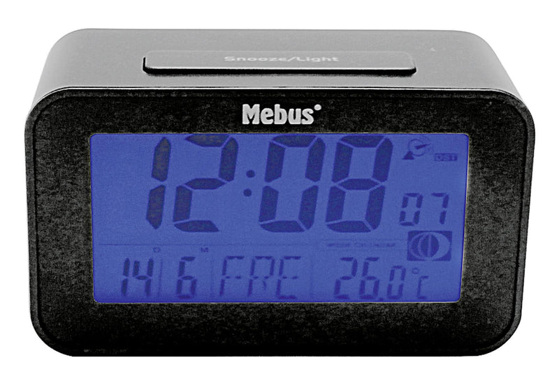 MEBUS Funkwecker digital ohne 2x AAA Batterien 71x12x48cm anthrazit