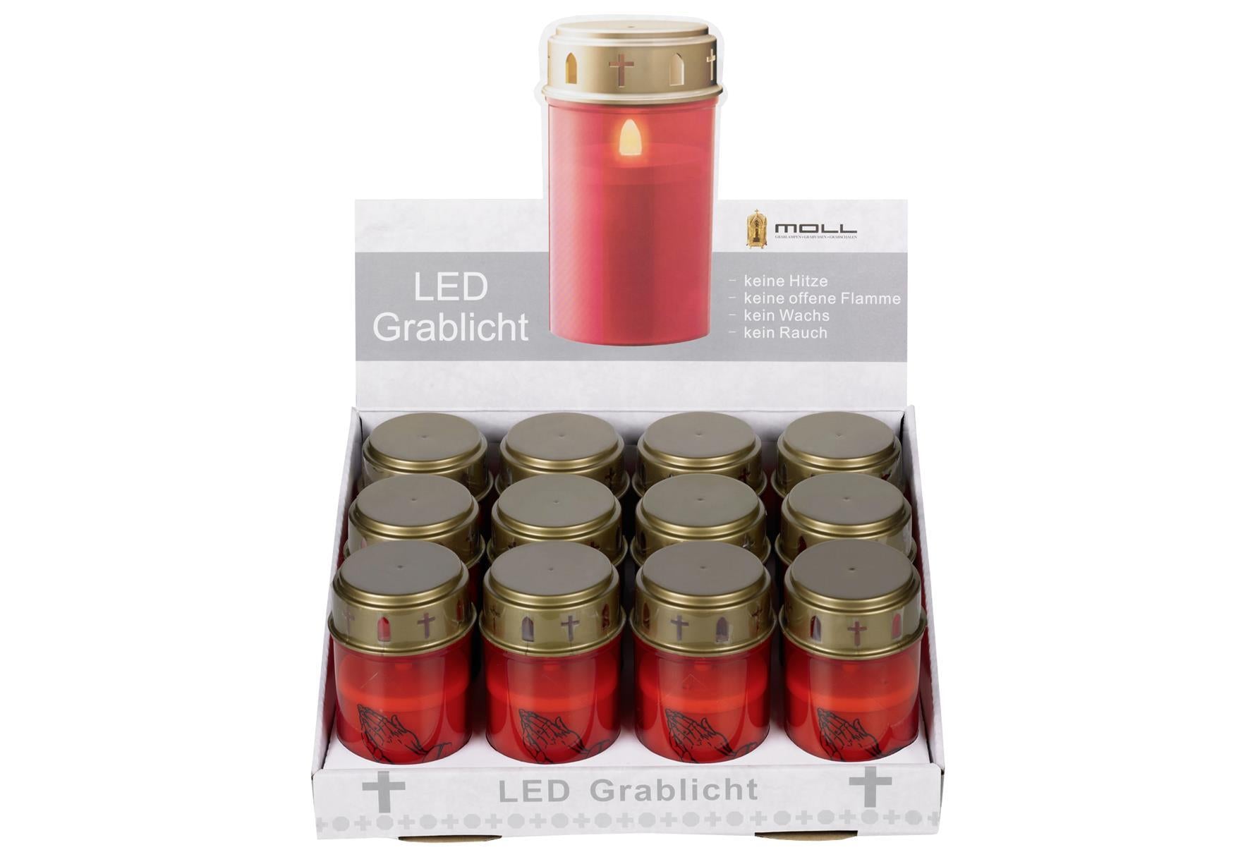 METALLWARENFABRIK MOLL LED-Grablicht batteriebetrieben (nicht enthalten) rot - VPE: 12