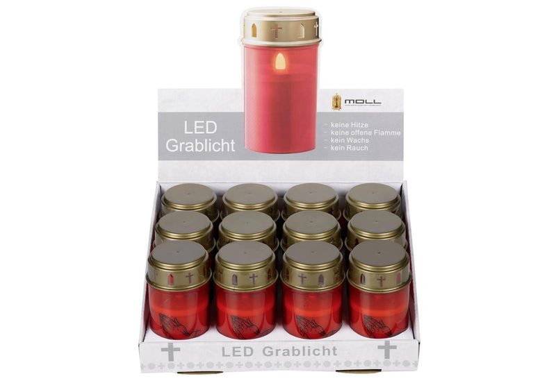METALLWARENFABRIK MOLL LED-Grablicht batteriebetrieben (nicht enthalten) rot - VPE: 12