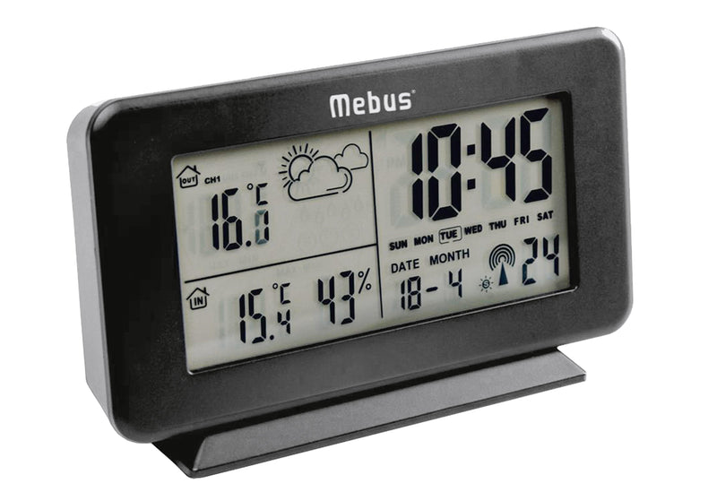 MEBUS Funk-Wettersation kabellos 2teilig: Wetterstation Funksender