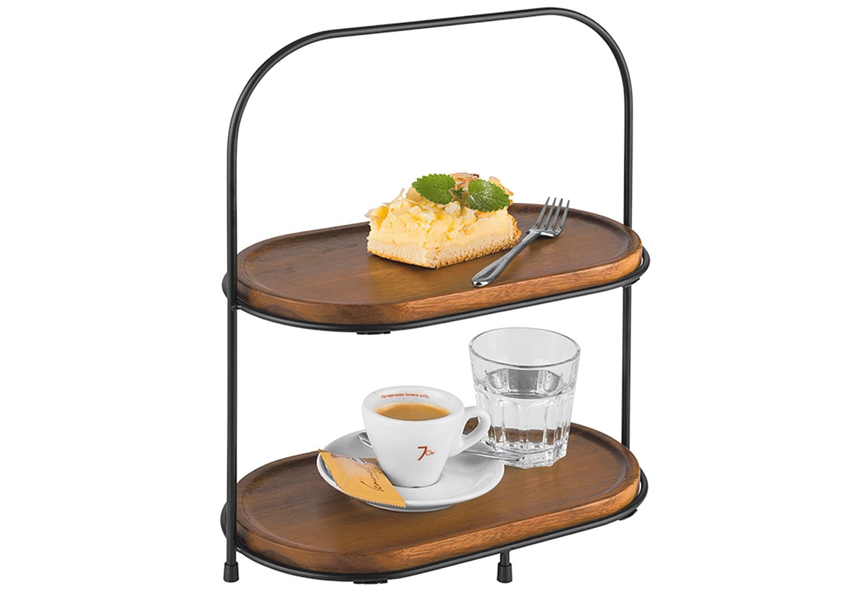 APS Etagere 2-stufig 5-teilig 1 Gestell 2 Metallkörbe 2 Holzbretter