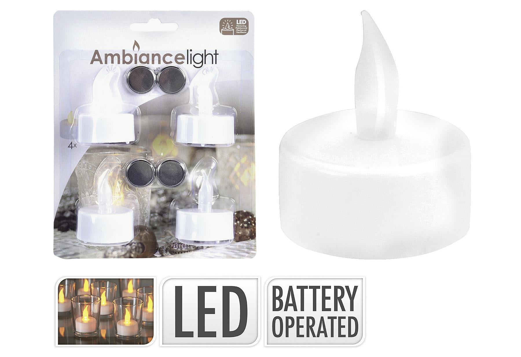 LED-Teelichter 4er Set inkl 4 Batterien - VPE: 16