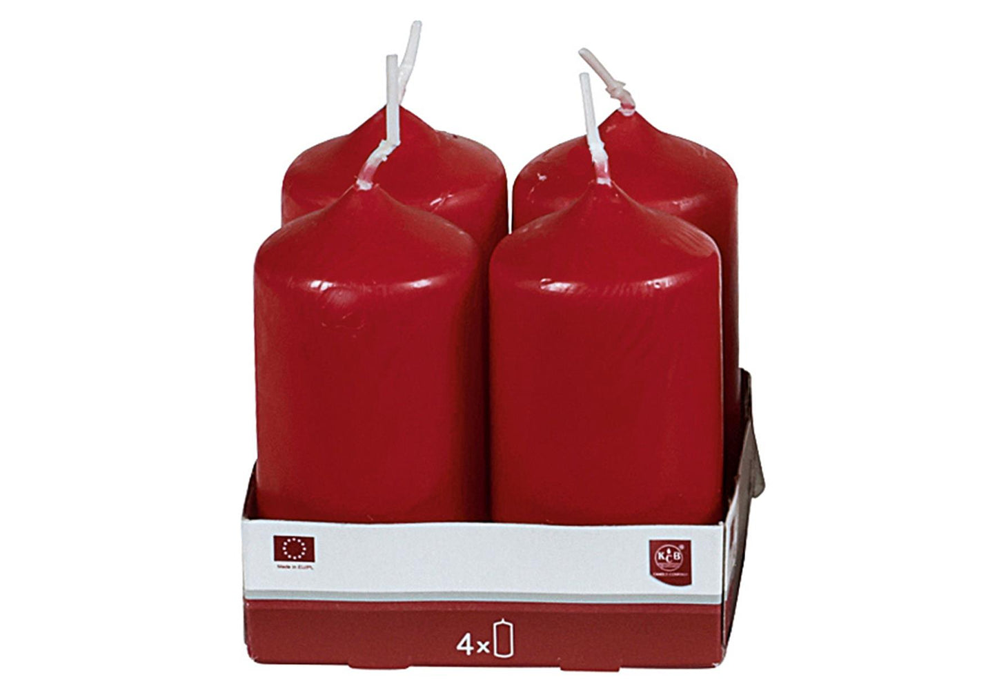 Stumpenkerze 8cm Ø4cm bordeaux 4 Pack - VPE: 10