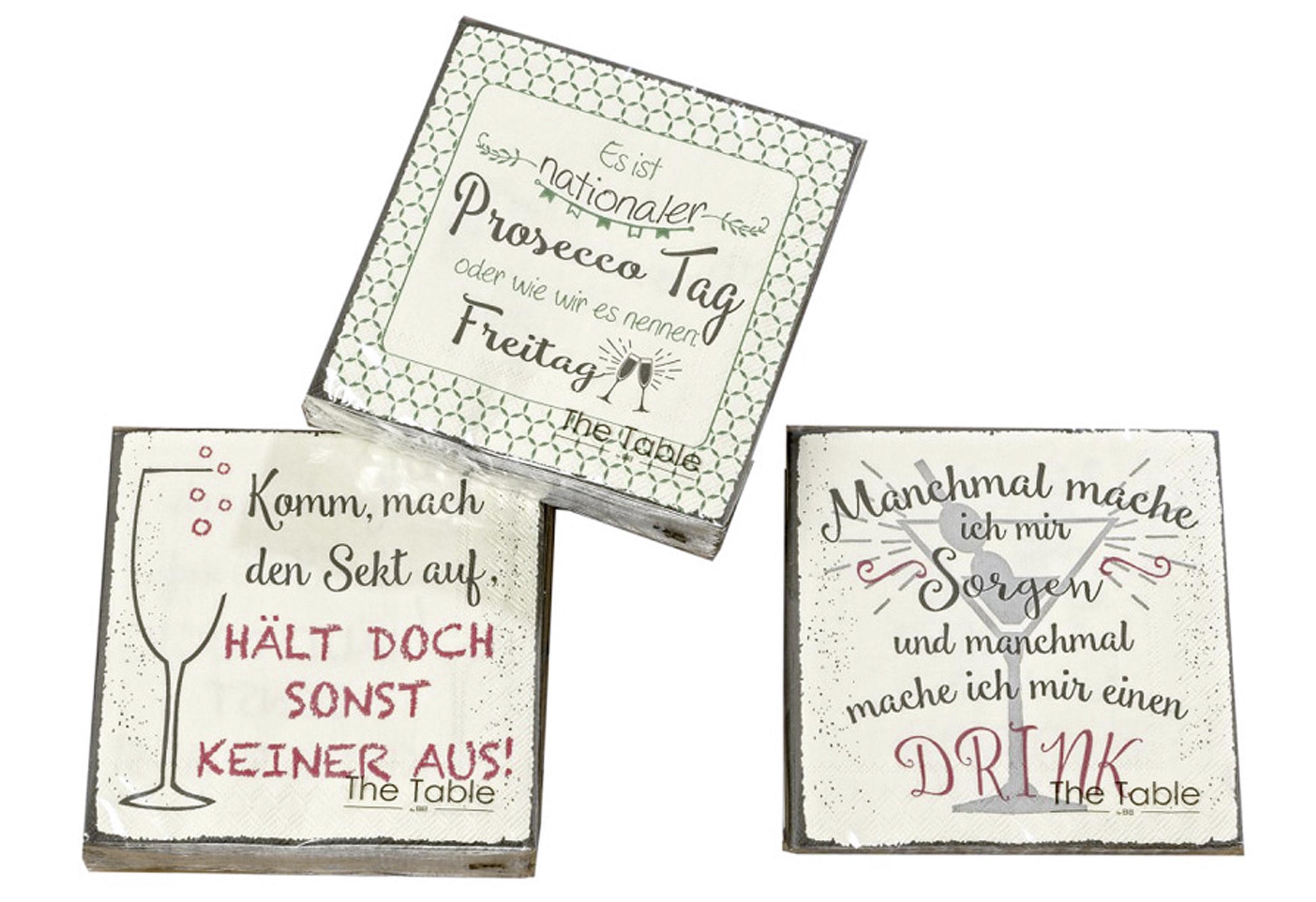 Cocktailservietten Drink 3fach sort 25x25 cm - VPE: 12