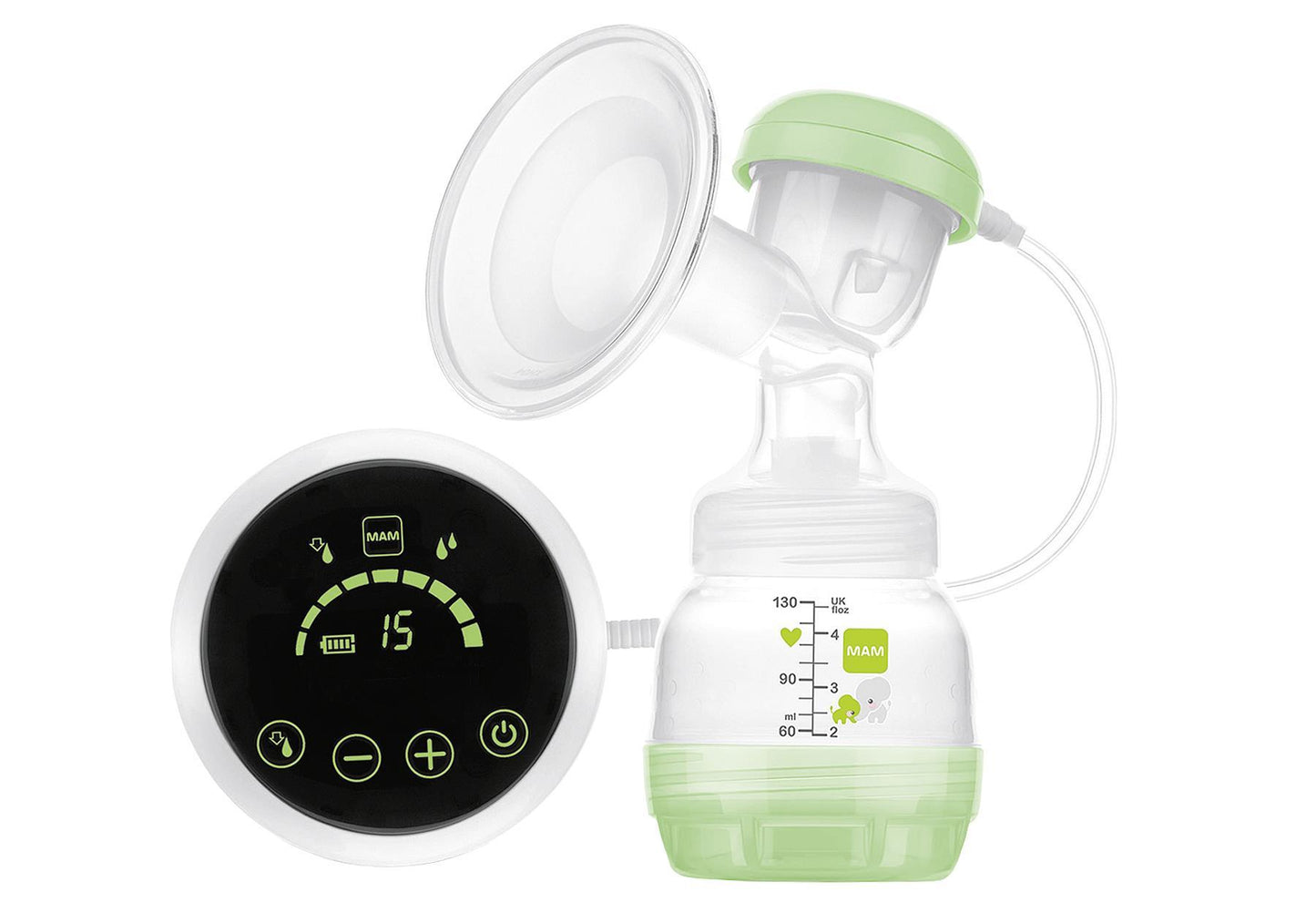 MAM 2in1 Milchpumpe Inklusive 2x MAM Easy Start Anti-Colic Flasche (130 ml & 160 ml) & 2x MAM Aufbewahrungsbecher für