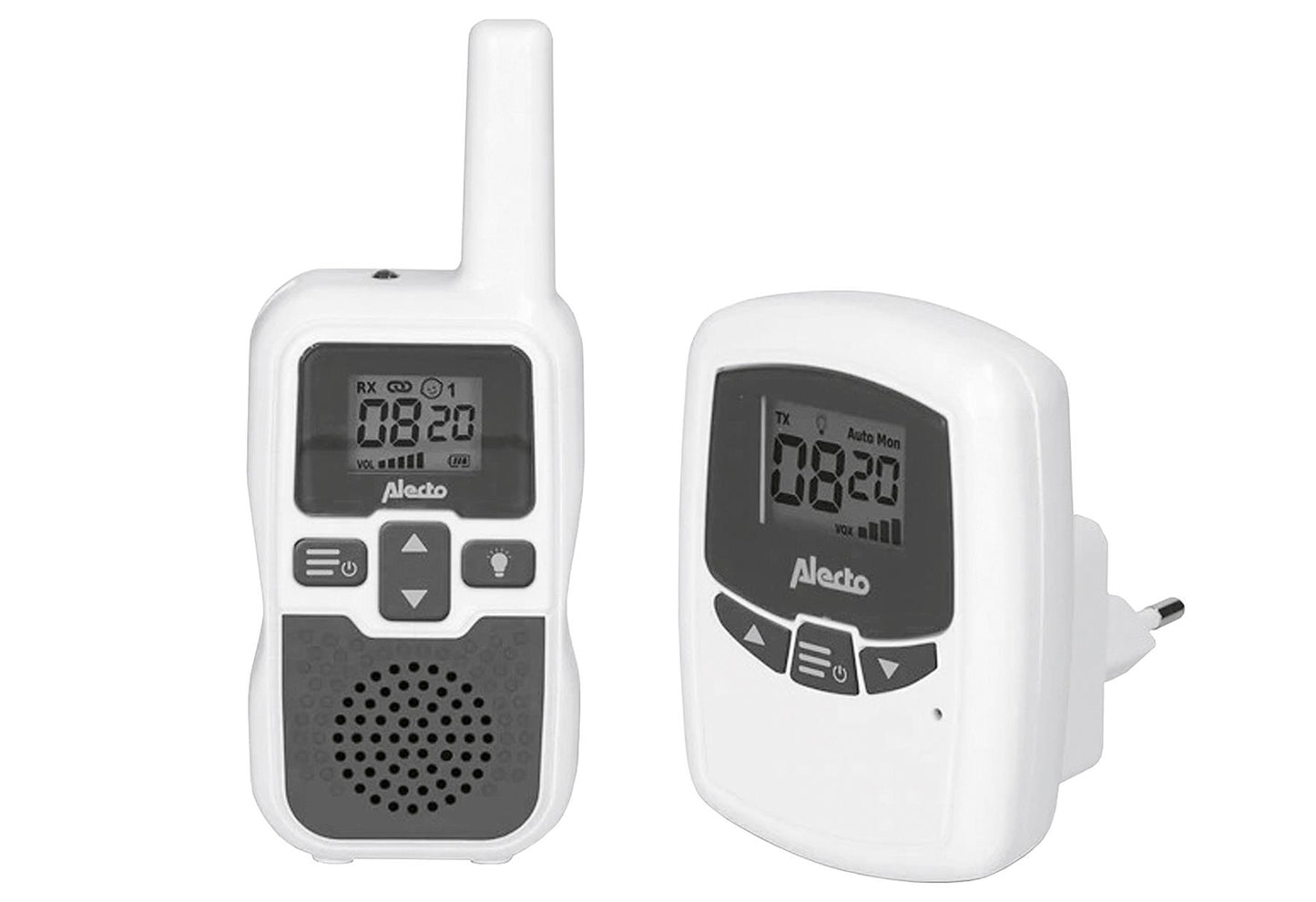 ALECTO Babyphone bis zu 3000 Meter Reichweiße DBX-80 Babyeinheit Elterneinheit mit Gürtelclip USB - Micro-USB-Ladekabel