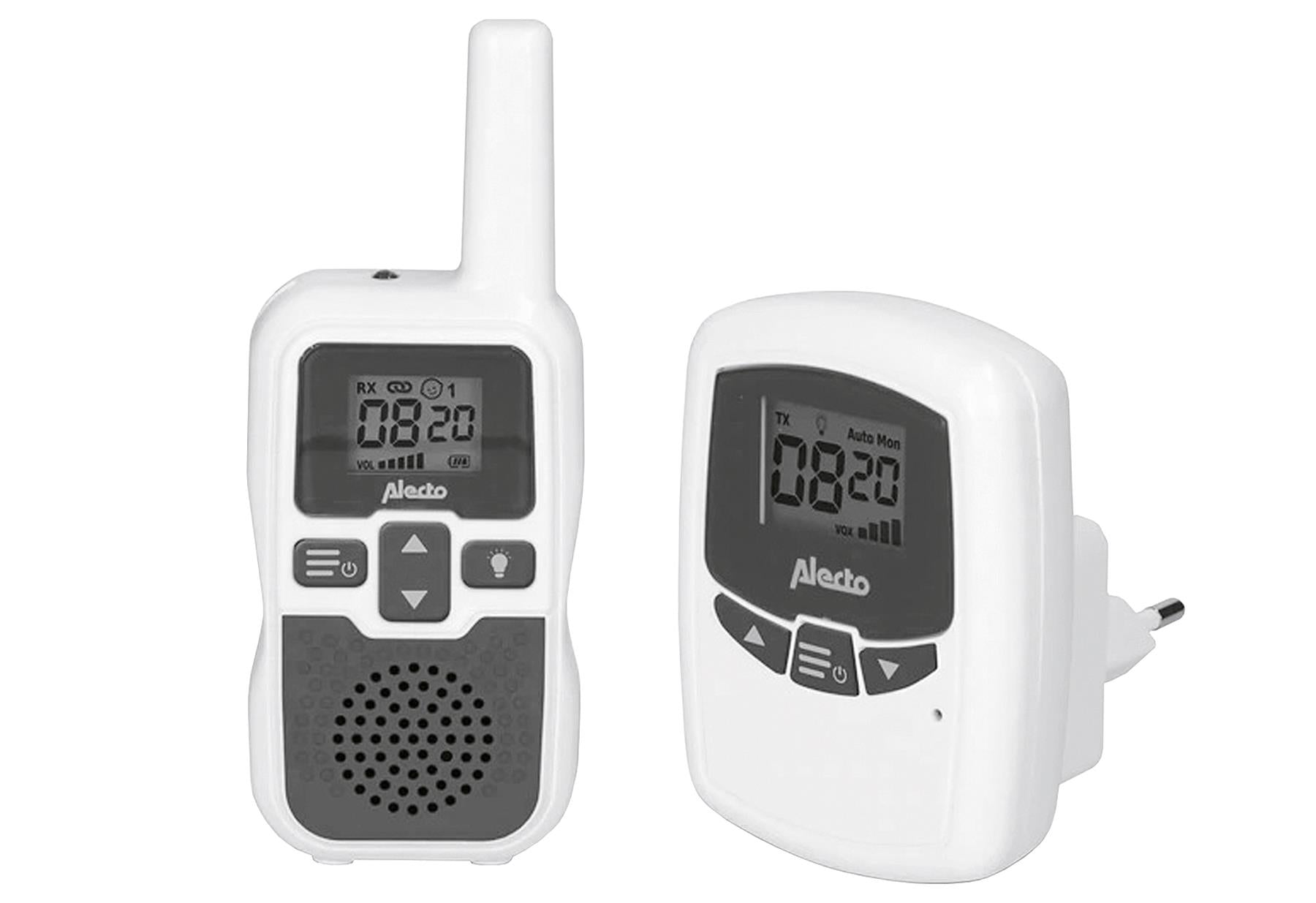 ALECTO Babyphone bis zu 3000 Meter Reichweiße DBX-80 Babyeinheit Elterneinheit mit Gürtelclip USB - Micro-USB-Ladekabel