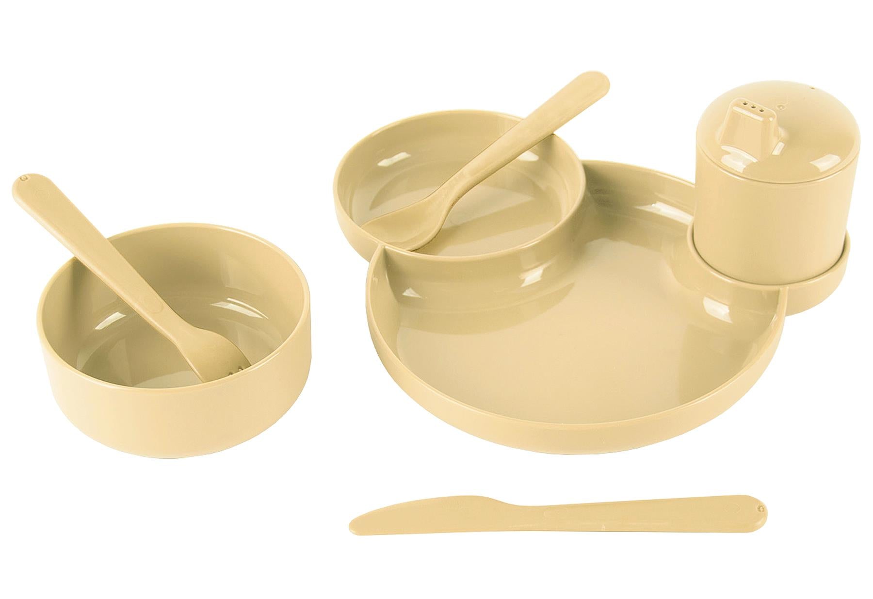 DANTOY Tiny Bio Speiseset in Geschenkbox 1 Breischale 1 Schnabeltasse 1 Teller mit integriertem Halter für die S