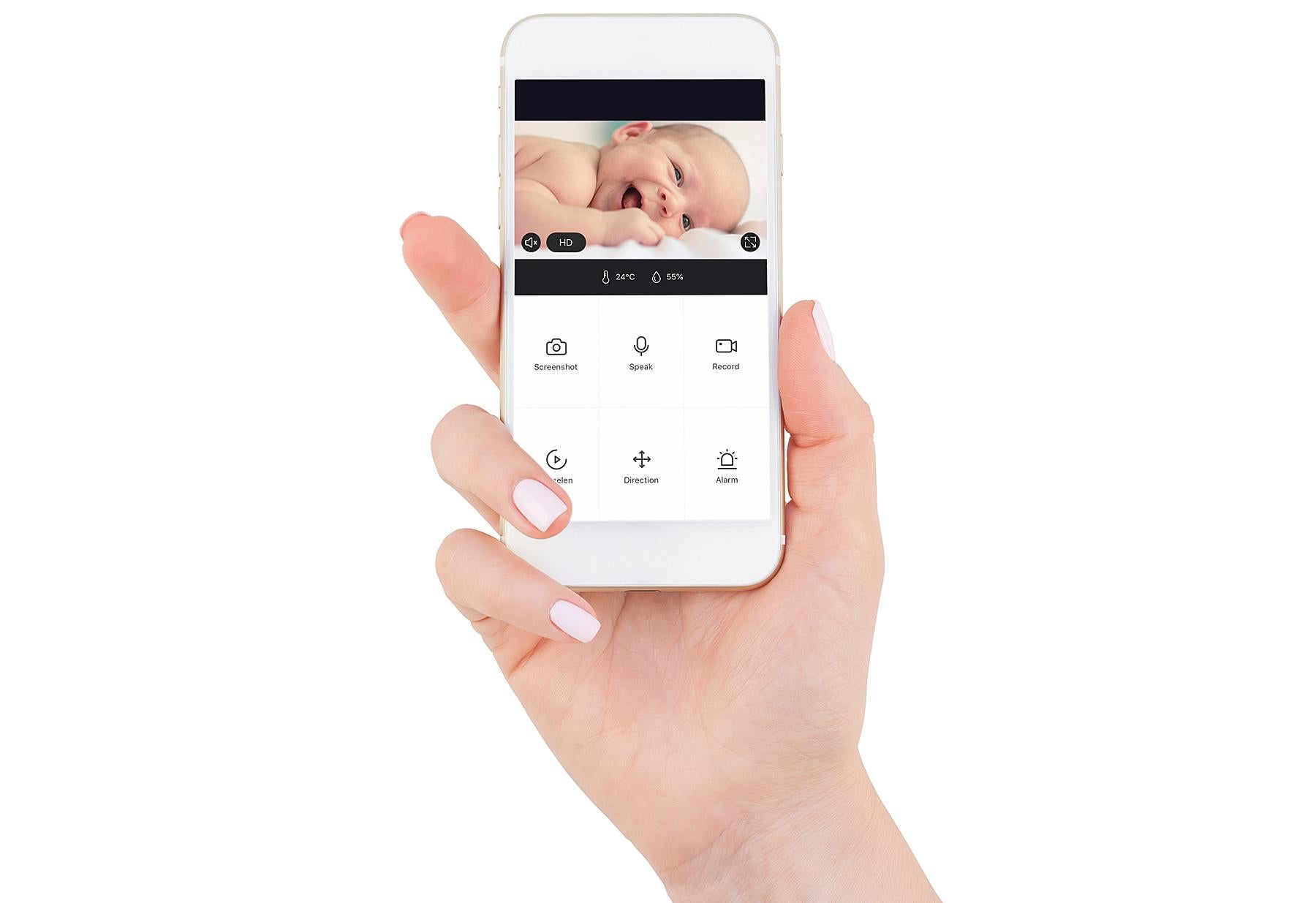 ALECTO Smartbaby10 wlan-Babyphone mit Kamera SMARTBABY10BK WLAN-Babyphone Aufsatz für die Kamera Halterung für die