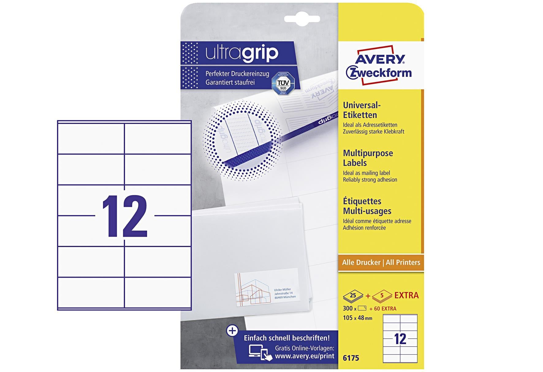 AVERY ZWECKFORM Etiketten 6175 105x48 300x 300 Stück
