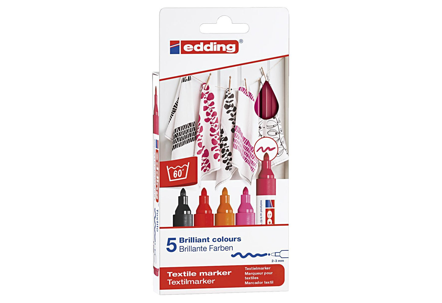 edding Textilmarker warm colour 5er Set