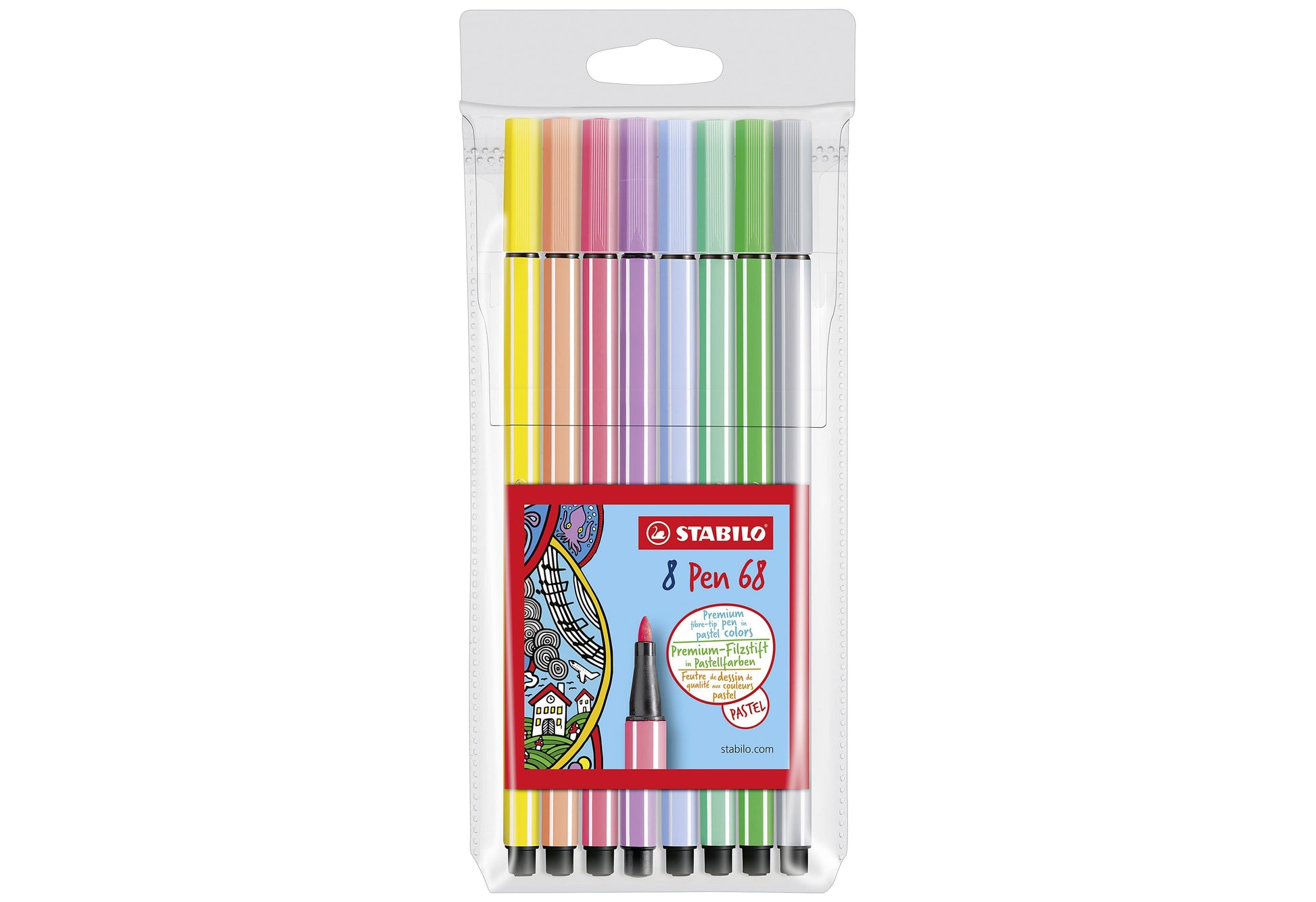 STABILO Fasermaler 'Pen 68 Etui Pastell' 8er Etui - VPE: 10