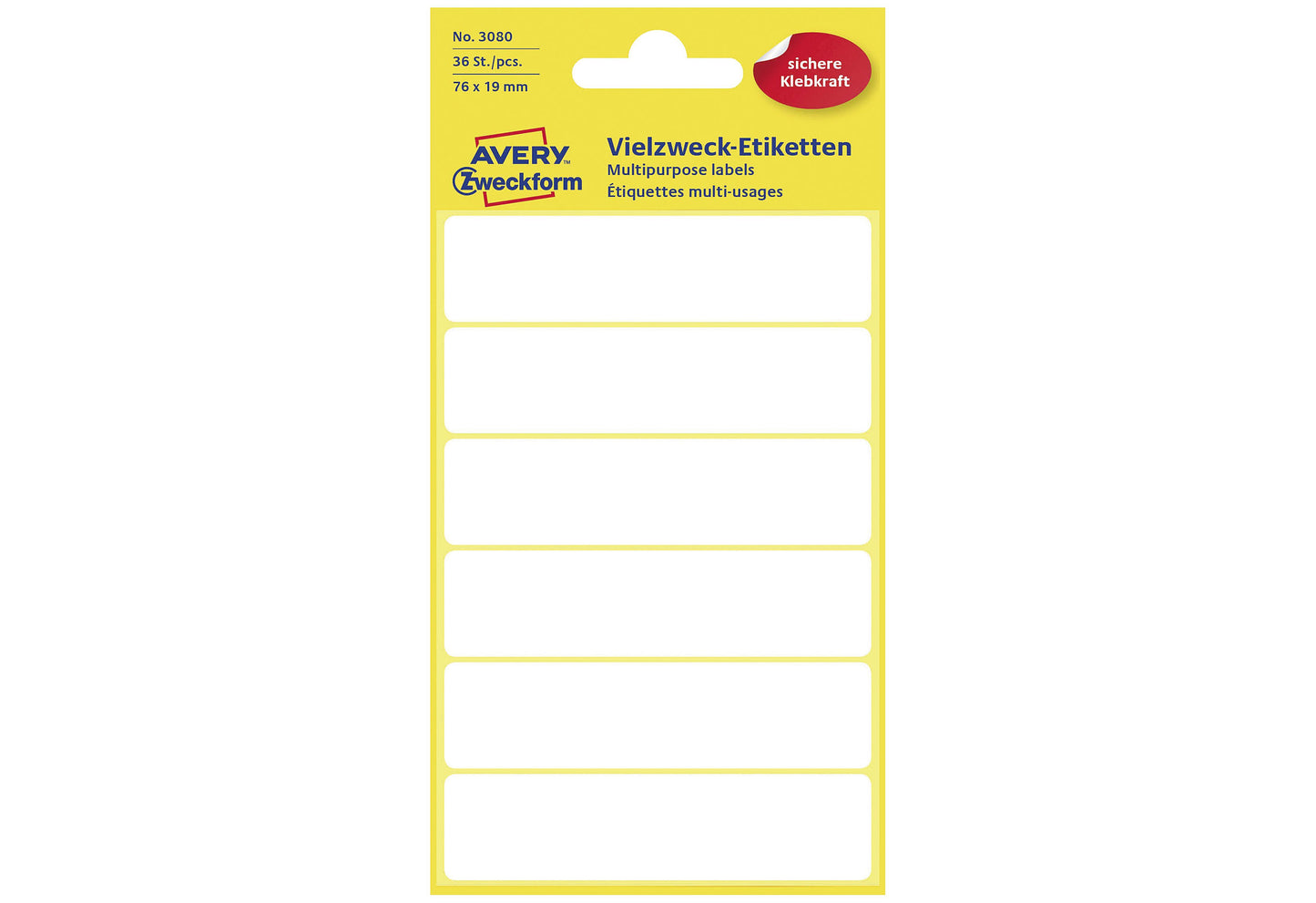 AVERY ZWECKFORM Vielzweck-Etikett 3080 76x19mm - VPE: 10