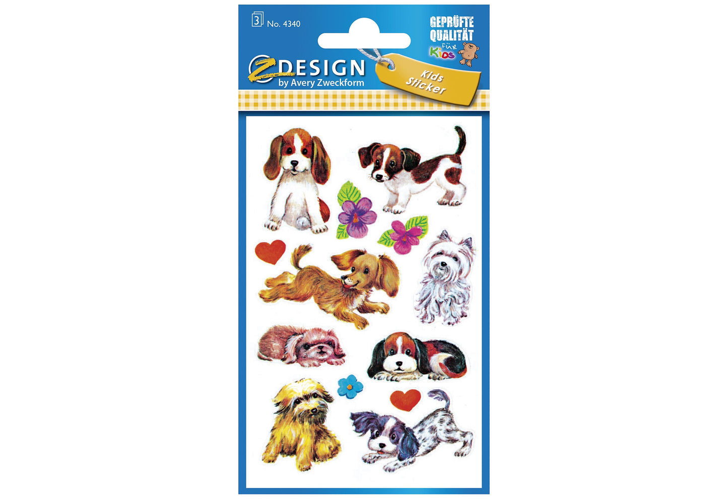 AVERY ZWECKFORM KID Papier Sticker Hunde 3Bg - VPE: 10