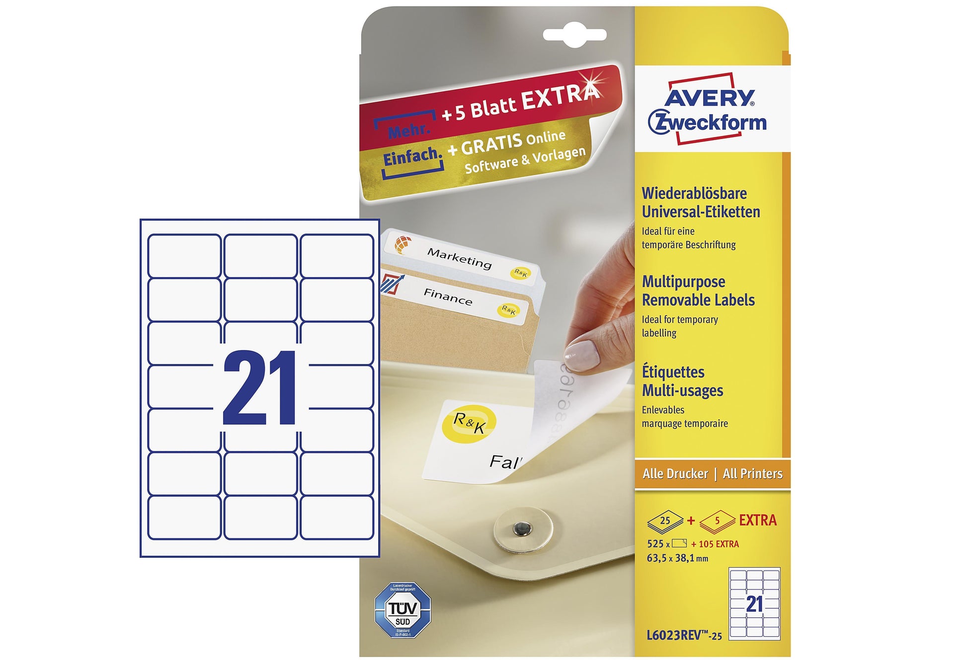 AVERY ZWECKFORM Uni-Etikeablösbar 635x381mm