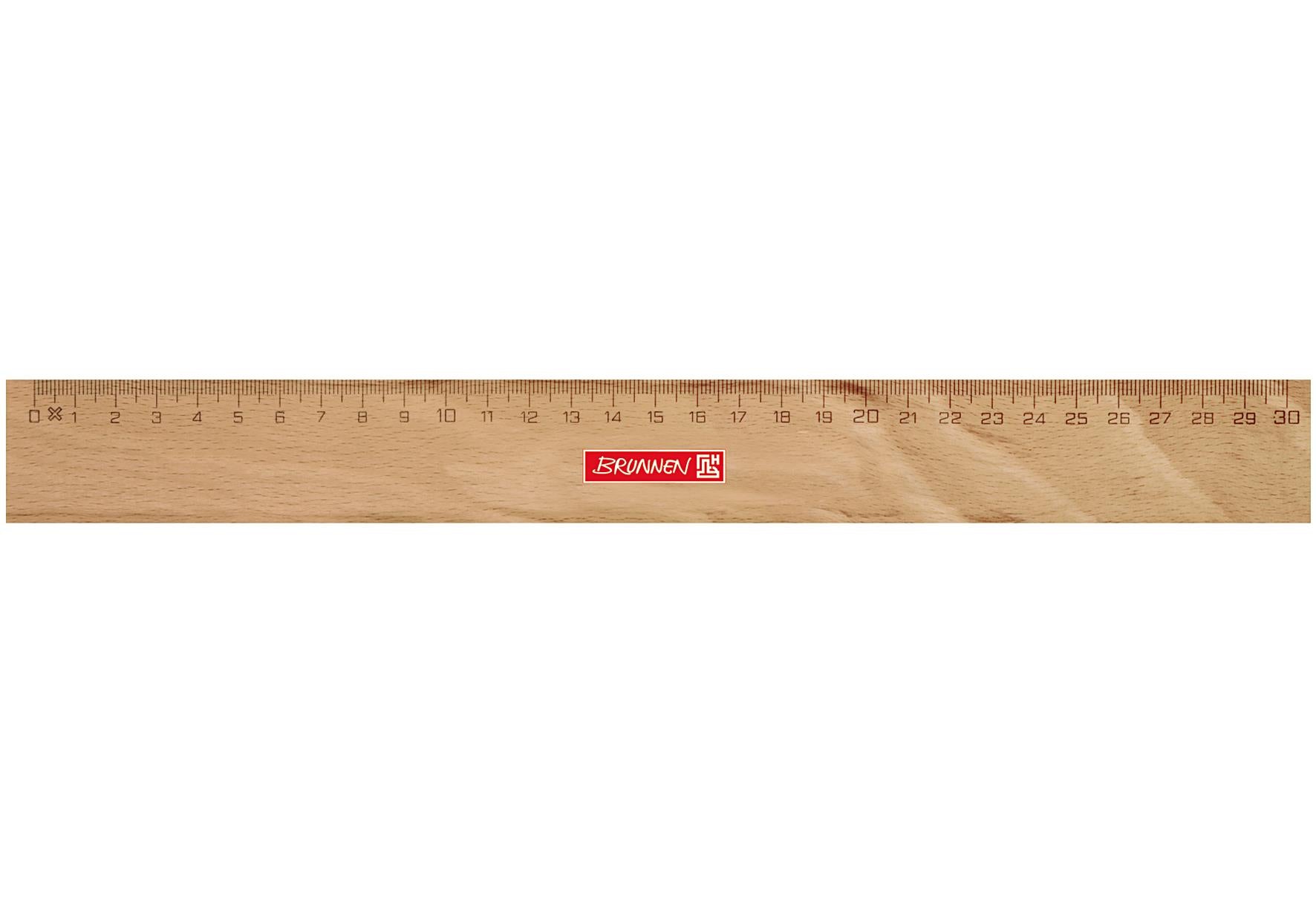 BRUNNEN Lineal 30 cm Holz - VPE: 12