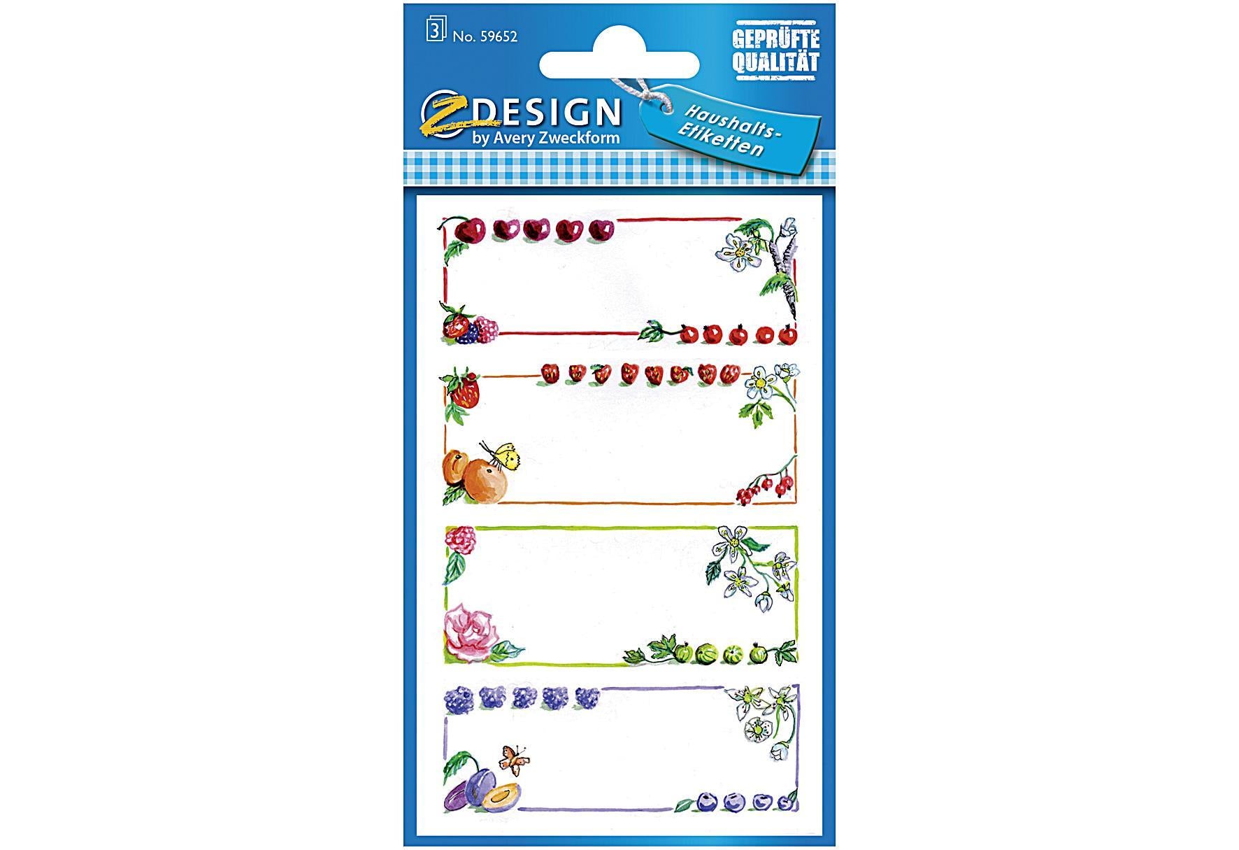 AVERY ZWECKFORM Haushaltsetike Fruchtrahm3Bg - VPE: 10