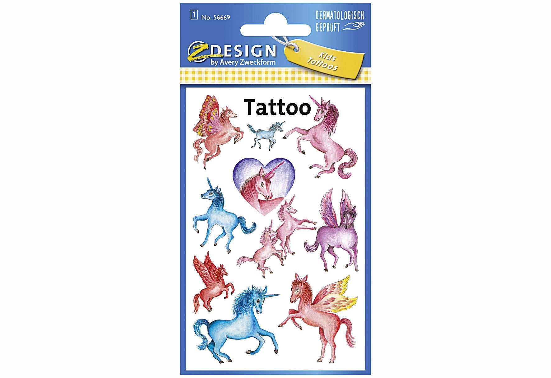 AVERY ZWECKFORM Tattoos Einhörner 56669 - VPE: 10