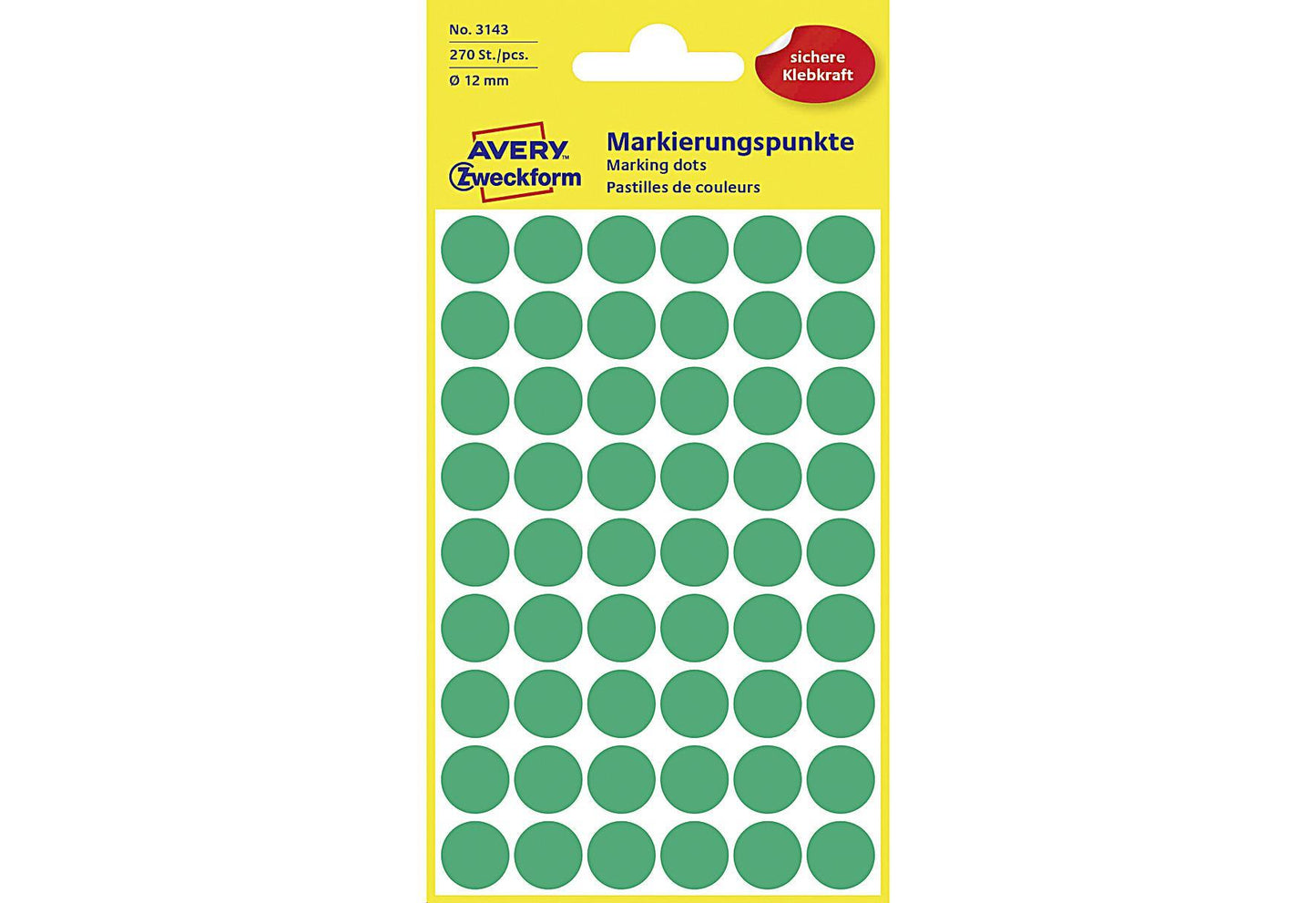 AVERY ZWECKFORM Markierungspunkte 12mm grün - VPE: 10