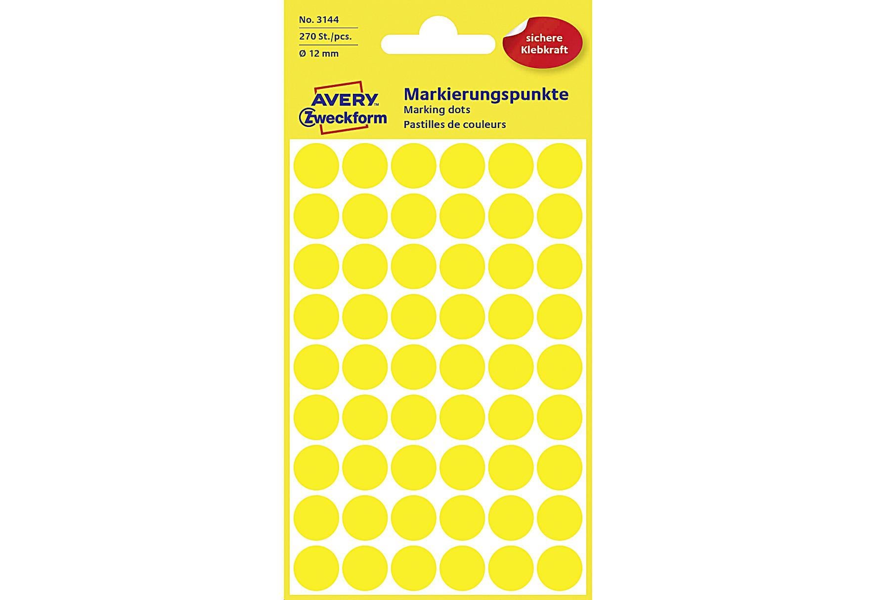 AVERY ZWECKFORM Markierungspunkte 12mm gelb - VPE: 10
