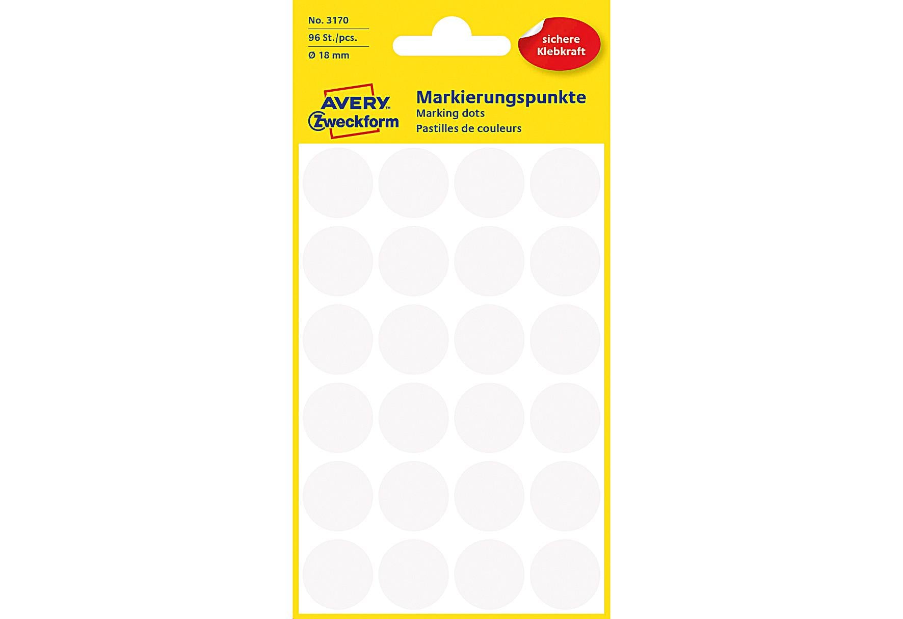 AVERY ZWECKFORM Markierungspunkte 18mm weiß - VPE: 10