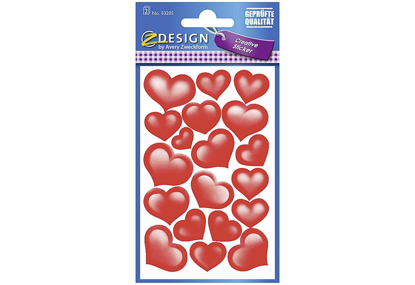 AVERY ZWECKFORM Sticker Glitter Herzen 53205 - VPE: 10