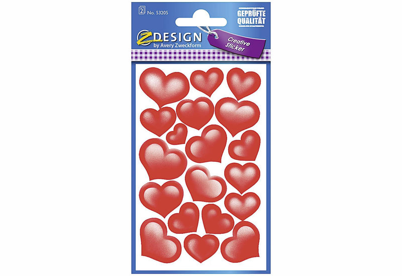 AVERY ZWECKFORM Sticker Glitter Herzen 53205 - VPE: 10