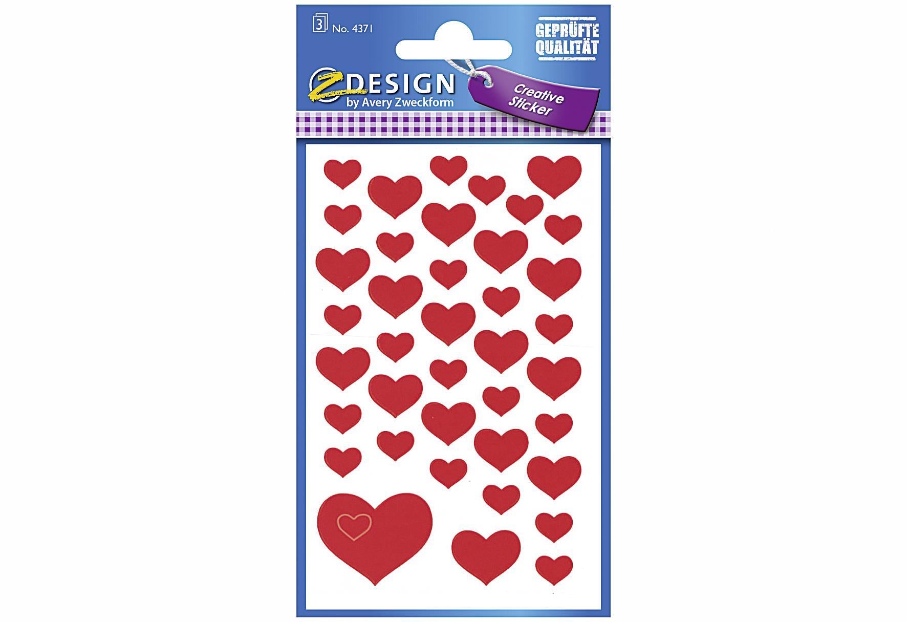 AVERY ZWECKFORM Sticker Herzen Papier 4371 - VPE: 10