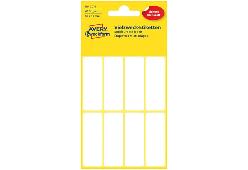 AVERY ZWECKFORM Etik50x19mm Vielzweck ws 3079 - VPE: 10