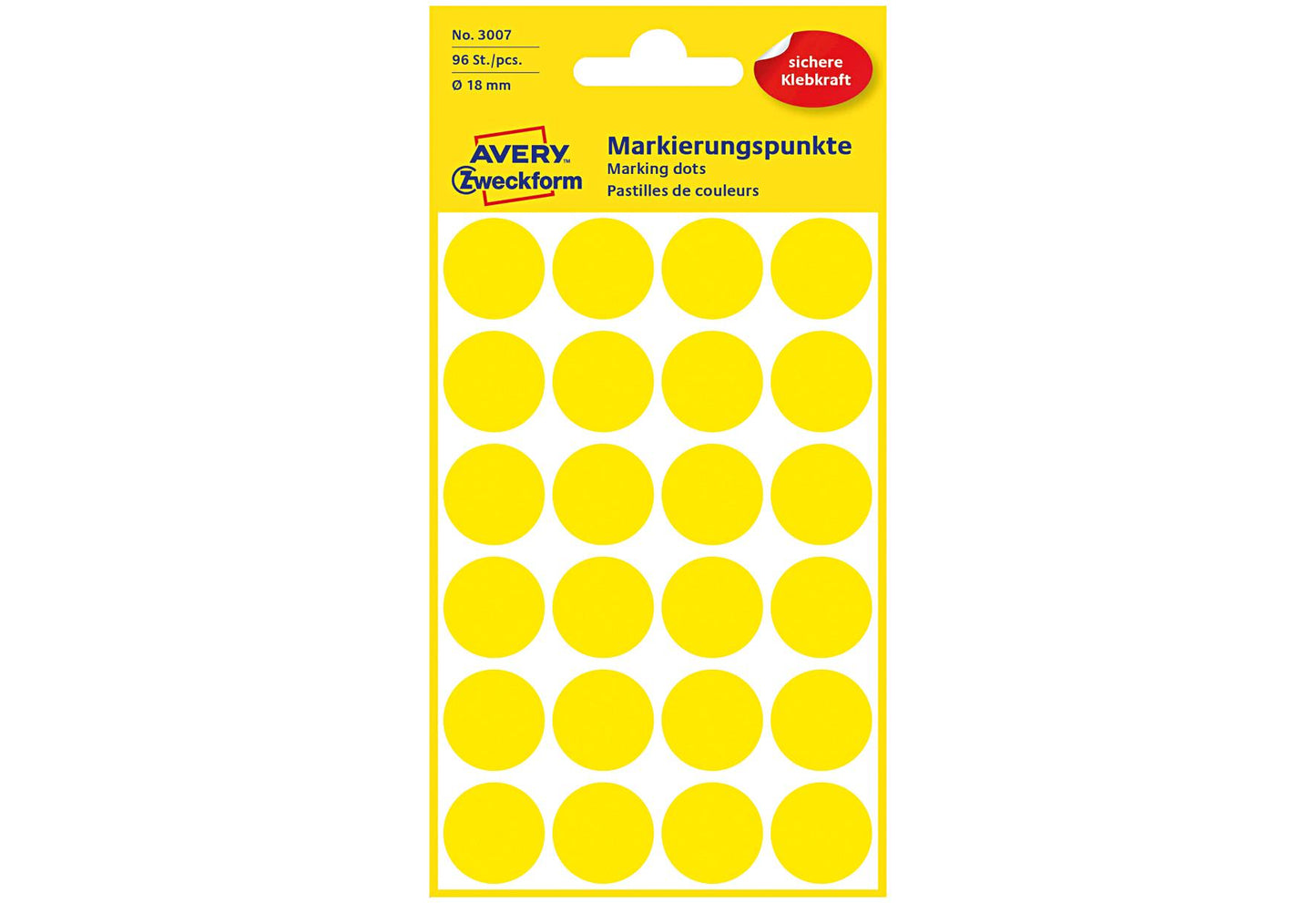 AVERY ZWECKFORM Etik Punkt 18mm gelb 3007 - VPE: 10