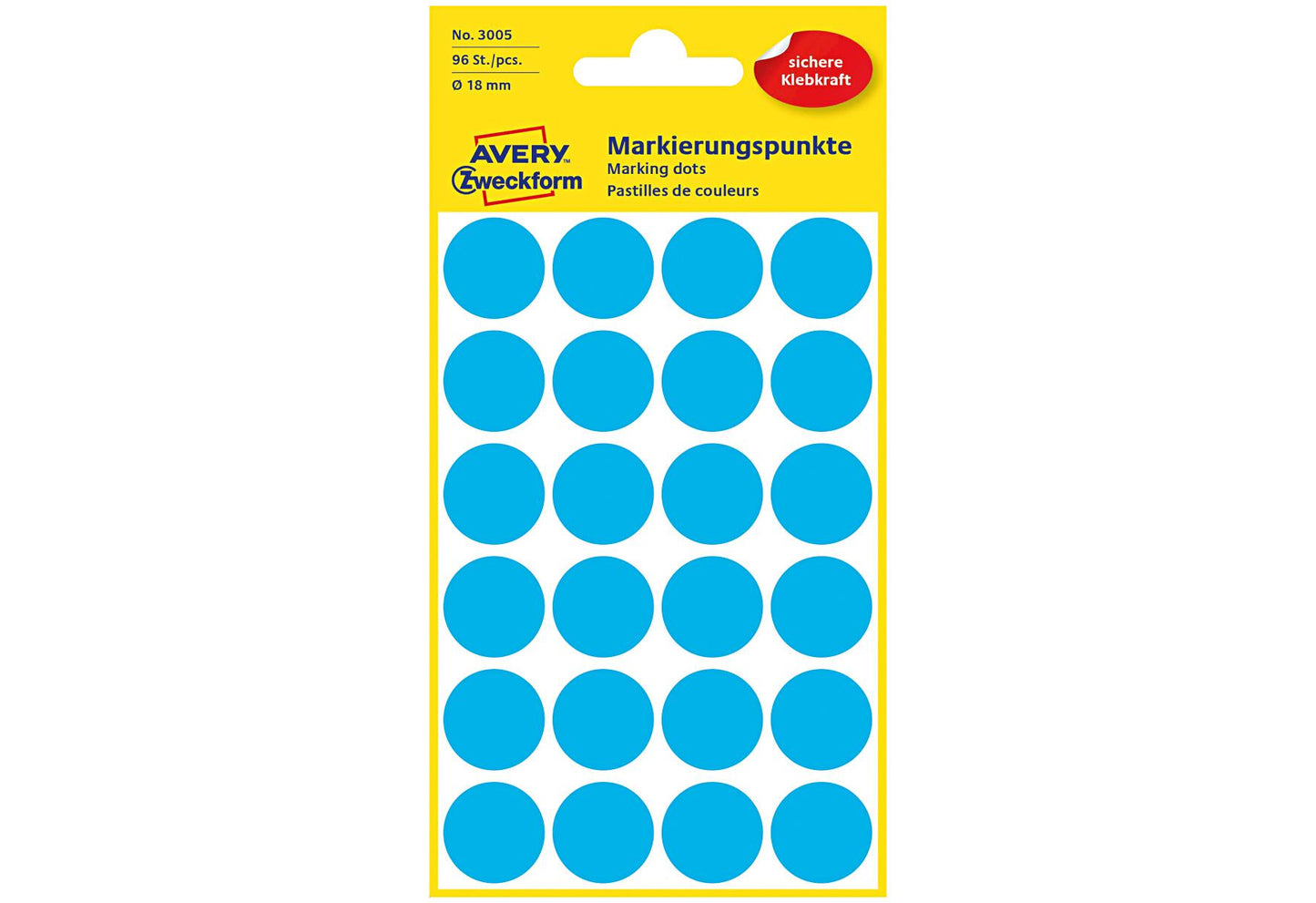 AVERY ZWECKFORM EtikPunkt 18mm blau 3005 - VPE: 10