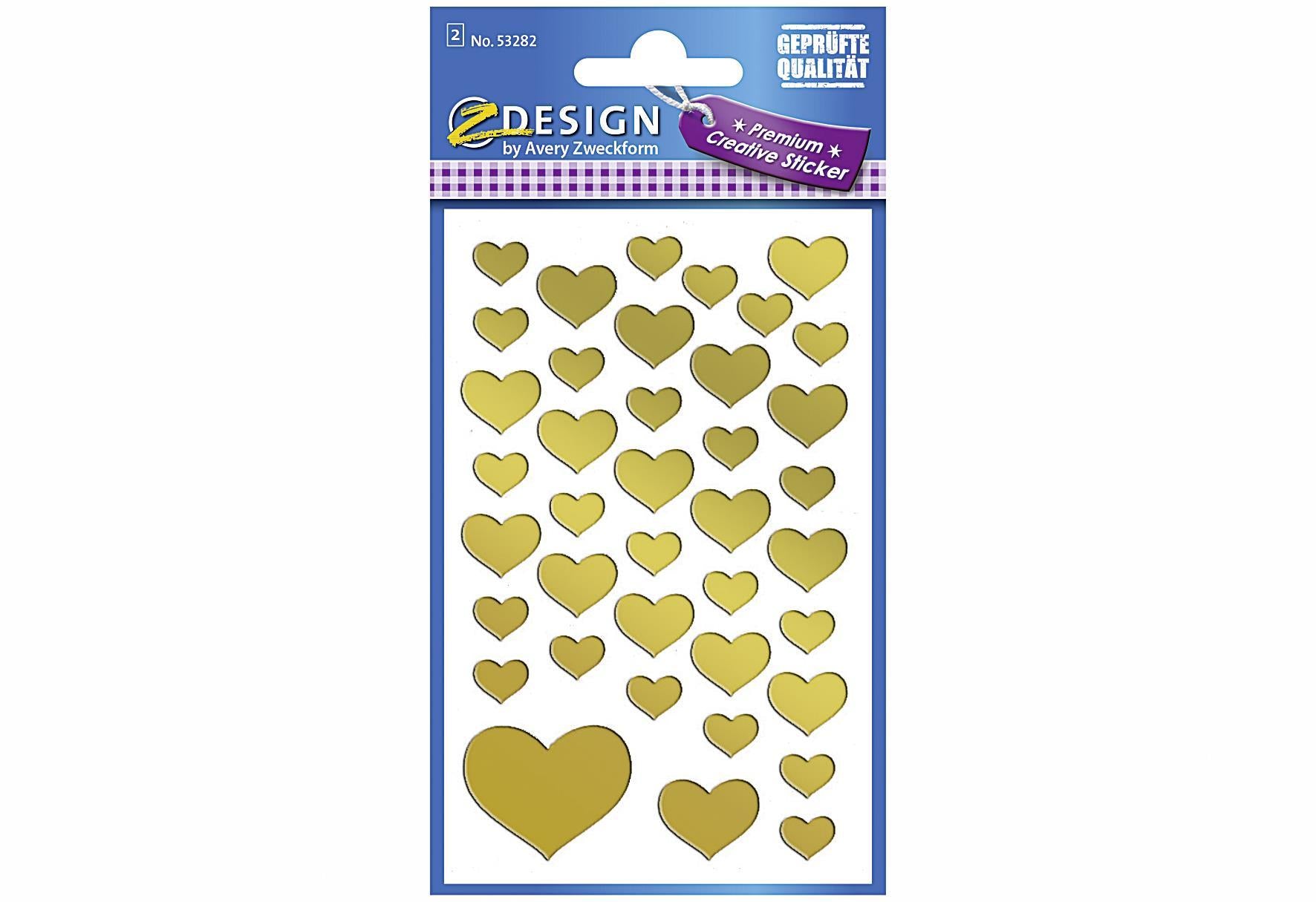 AVERY ZWECKFORM Sticker Gold-Herzen 53282 - VPE: 10