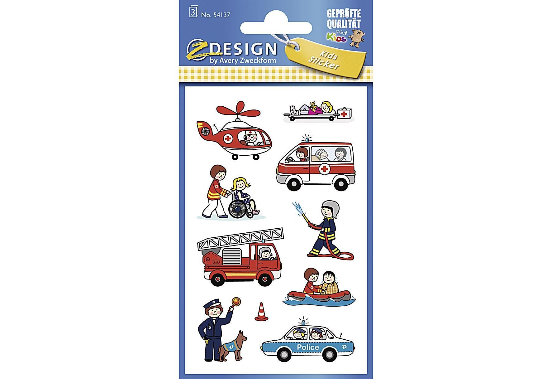 AVERY ZWECKFORM KID Sticker Feuerwehr/Polizei - VPE: 10