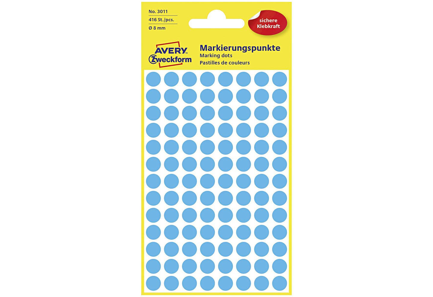 AVERY ZWECKFORM Etik Punkt 8mm blau 3011 - VPE: 10