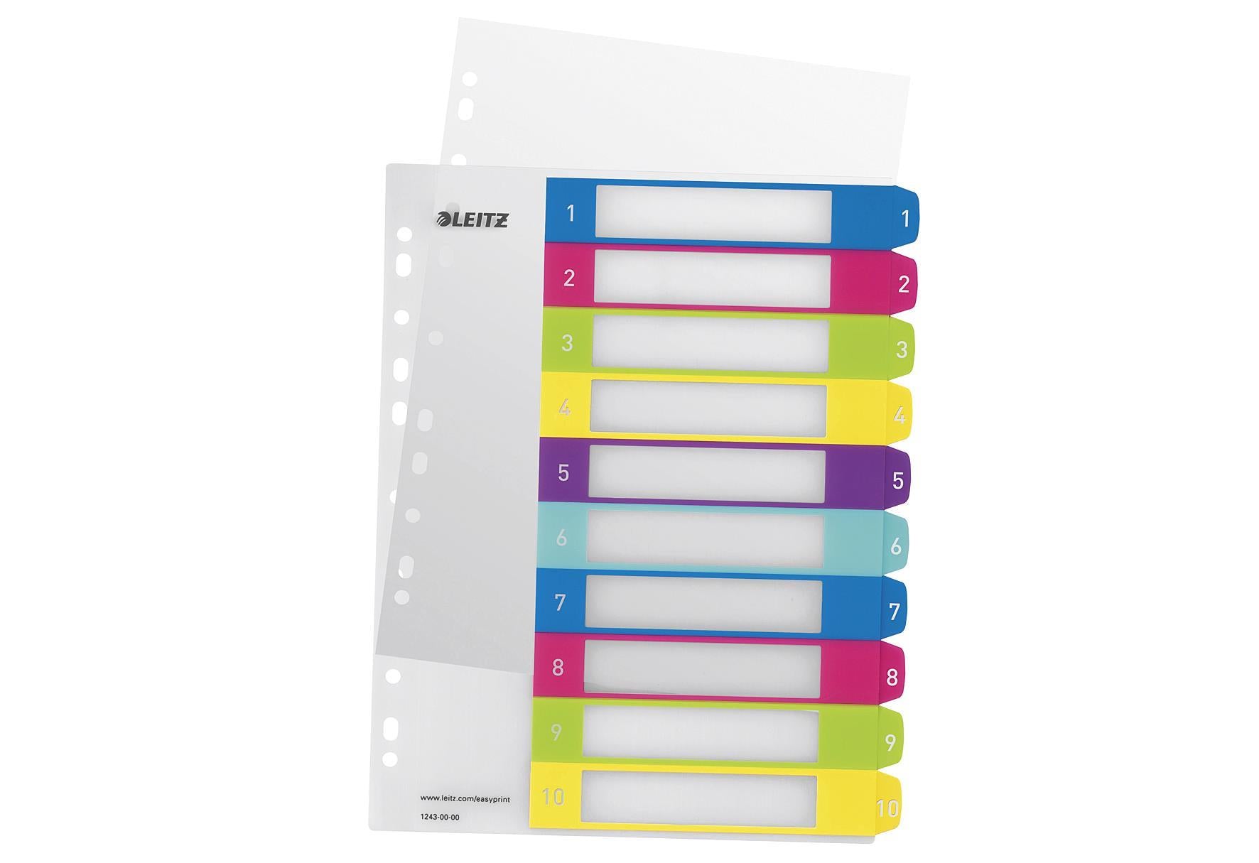 LEITZ Register WOW bedruck 1-10 farb - VPE: 10