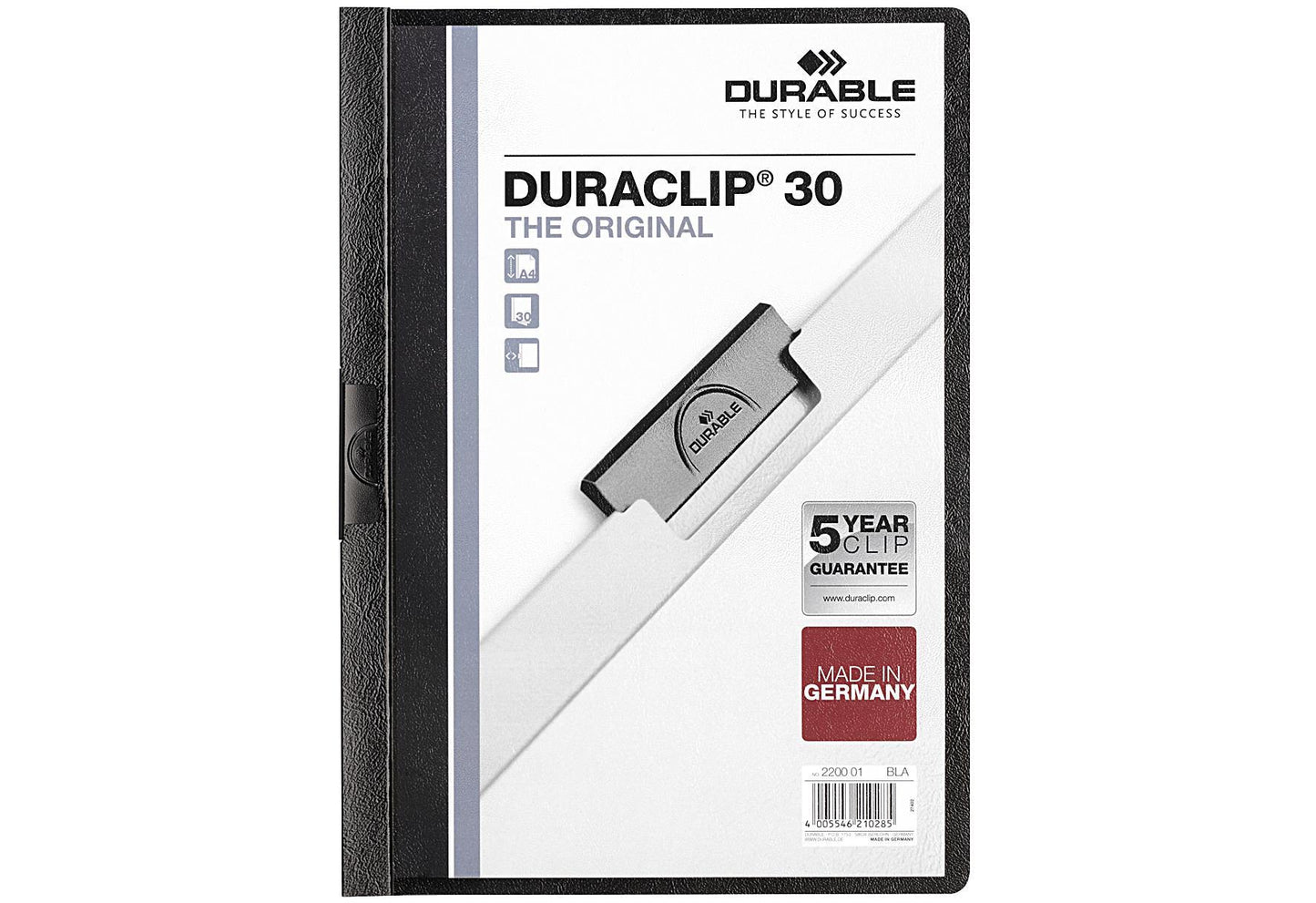 DURABLE Duraclip-Klemmappe A4 schwarz - VPE: 25