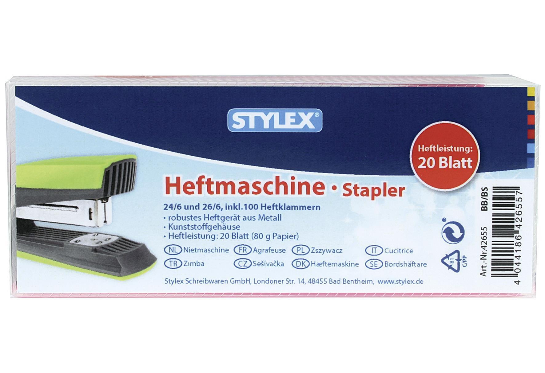 STYLEX Heftgerät sortiert - VPE: 6