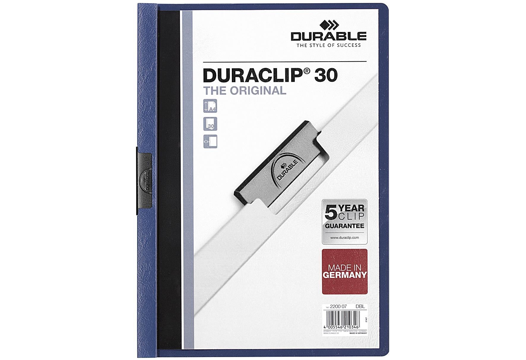 DURABLE DURACLIP Klemmmapdunkelblau - VPE: 25