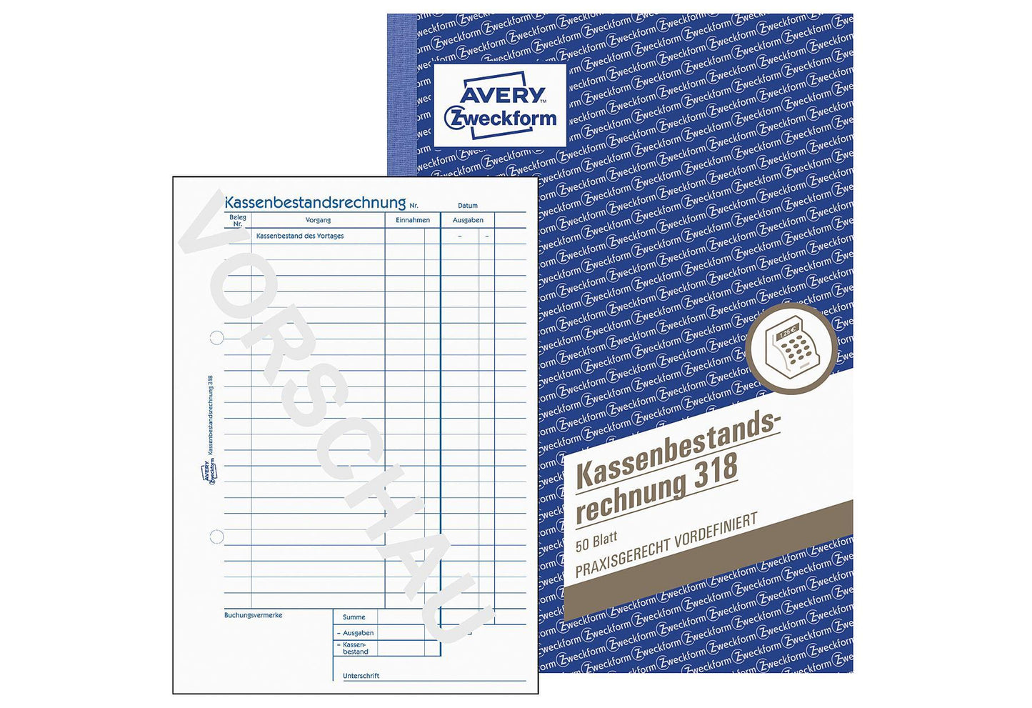 AVERY ZWECKFORM Kassenbericht 50 Blatt A5 318 - VPE: 10