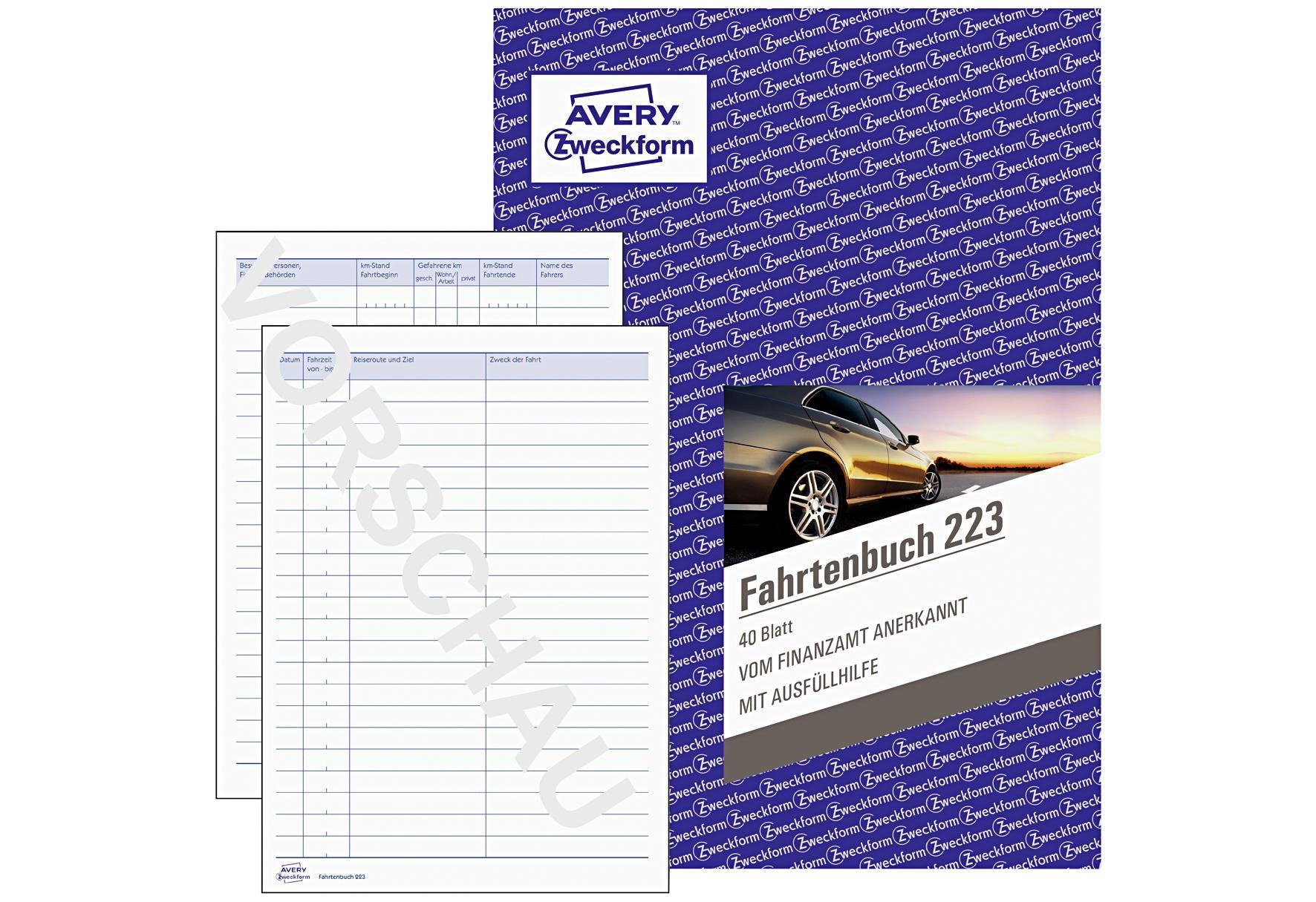 AVERY ZWECKFORM Fahrtenbuch 40 Blatt A5 223 - VPE: 10