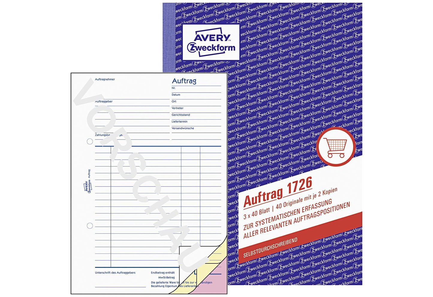 AVERY ZWECKFORM Auftragsbuch A5 SD 3x40 Blatt - VPE: 10