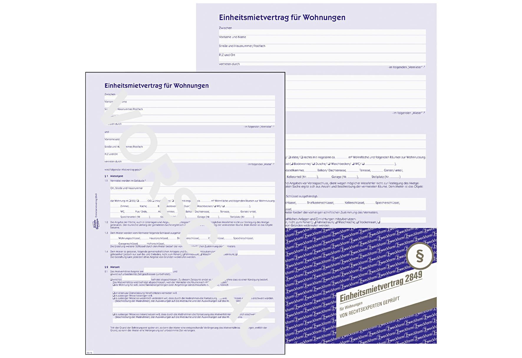 AVERY ZWECKFORM EinheitsmietvertA4 4stgmHau - VPE: 5