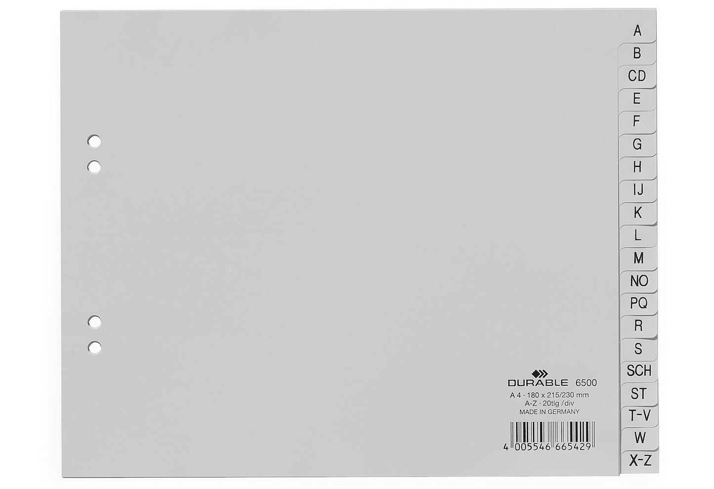 DURABLE Register PP A4 A-Z grau 20tlg 20-teilig - VPE: 20